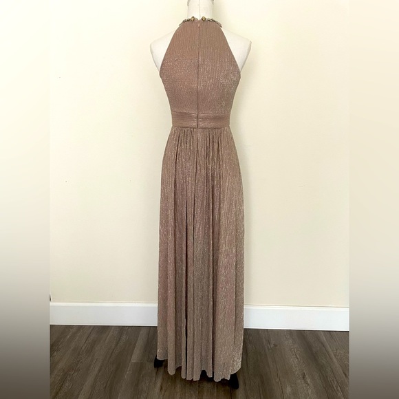 Eliza J Shimmering Cutout Halter Gown - Picture 5 of 7